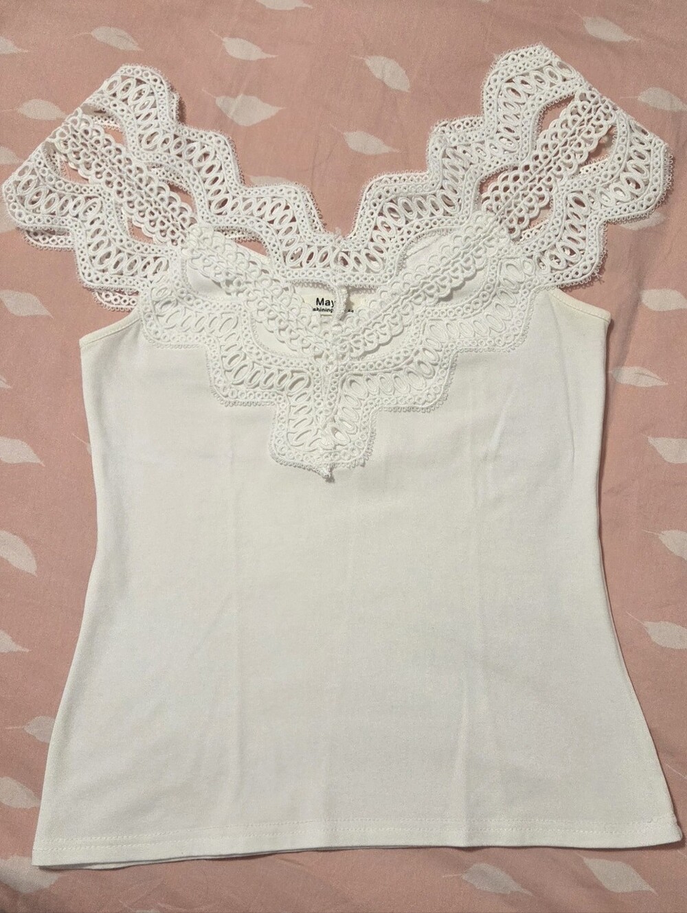 Lace Trim Off-Shoulder White Top